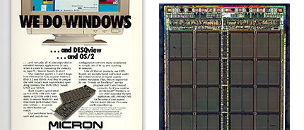 Micron We Do Windows advertisement and Micron 1Mb DRAM product