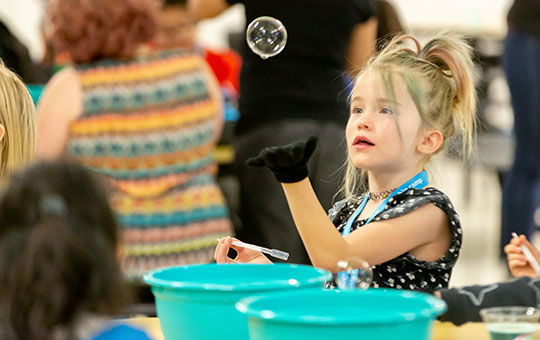 A child in an interactive STEM class