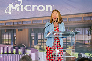Micron employee talking on the stage