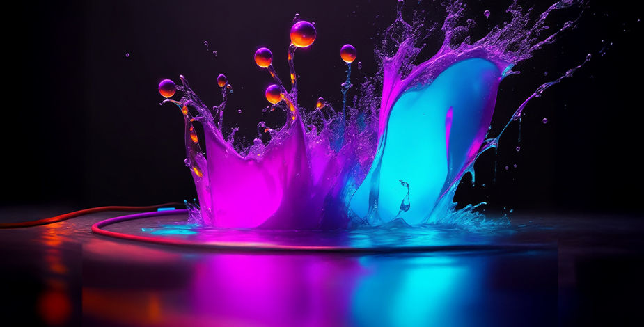 AI 生成的霓虹水花