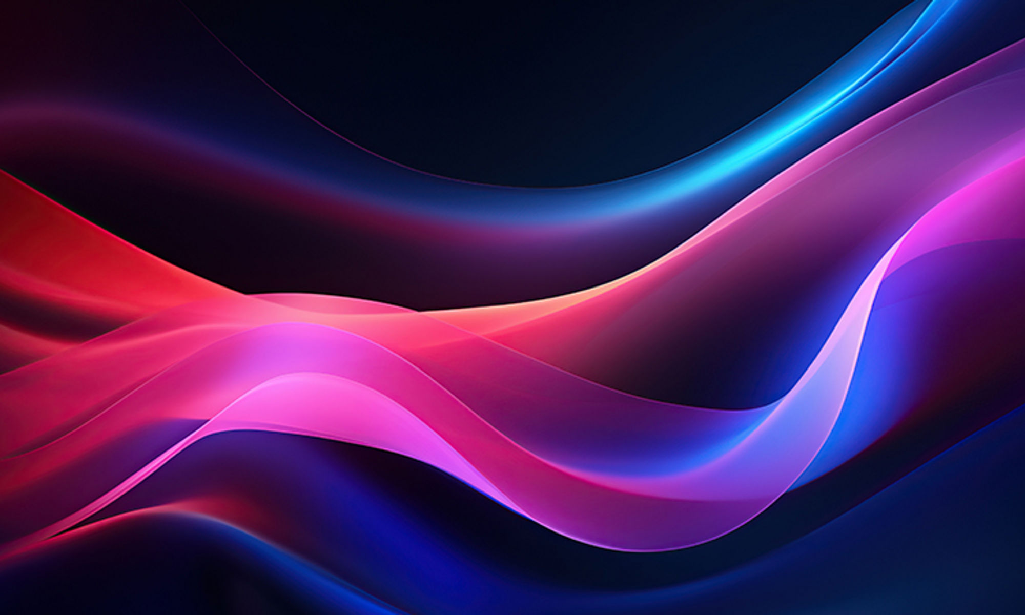 digitally rendered waves of pink, teal, blue purple and red 