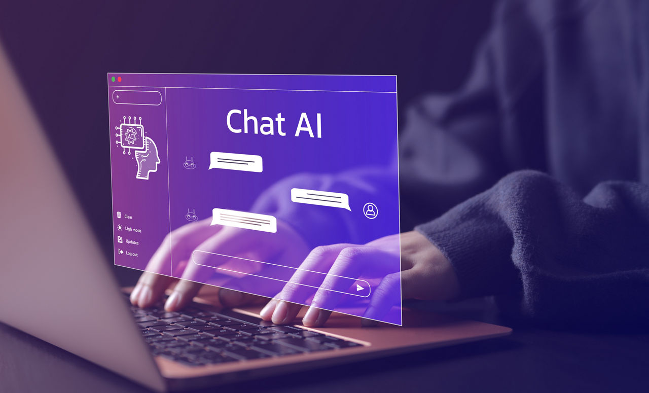 Chatting with AI in laptop