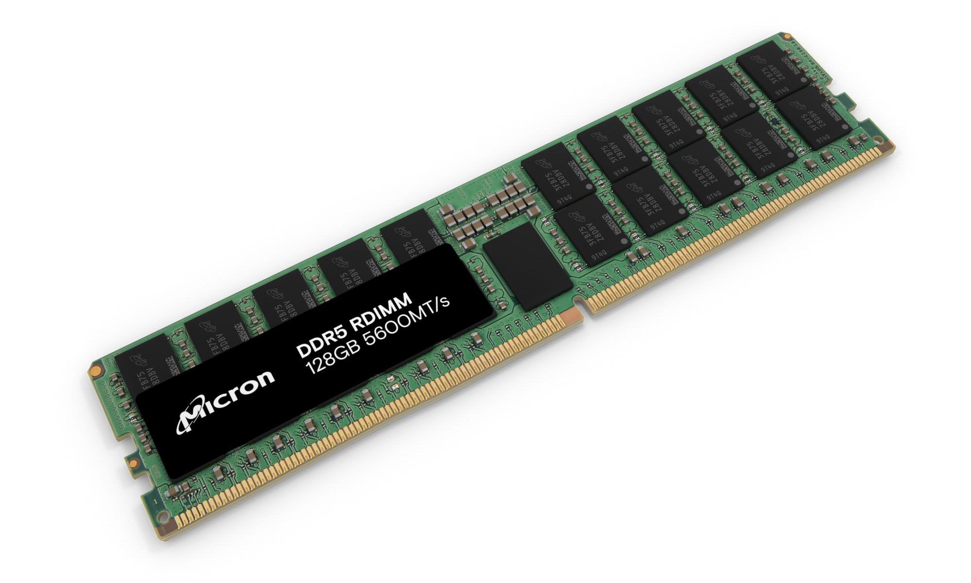 Micron DDR5 RDIMM 96GBおよび128GBモジュールを並べた図