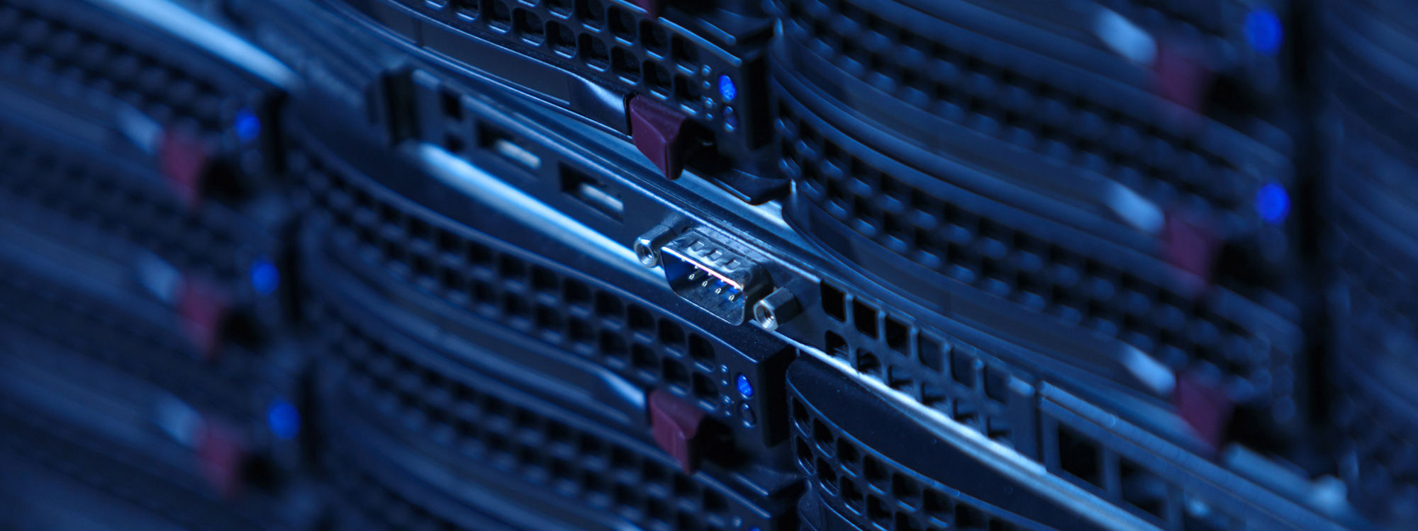 Many powerful servers running in the data center server room