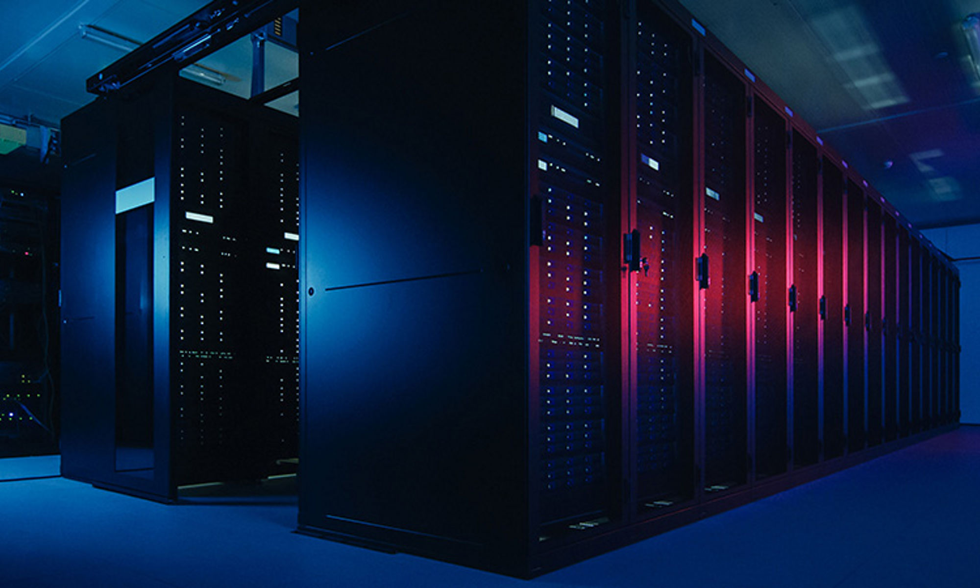 Woman working in a data center