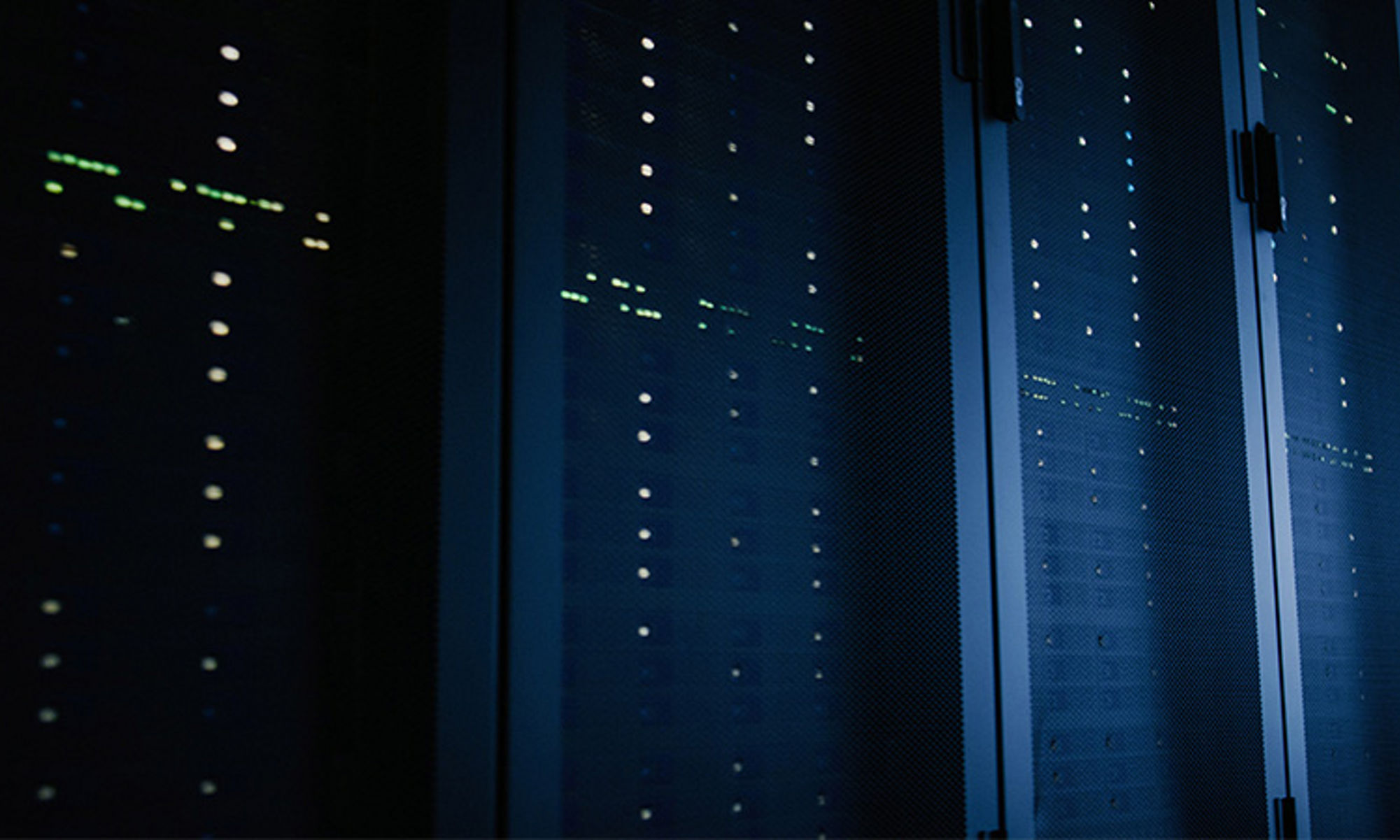 Dimly lit data center room