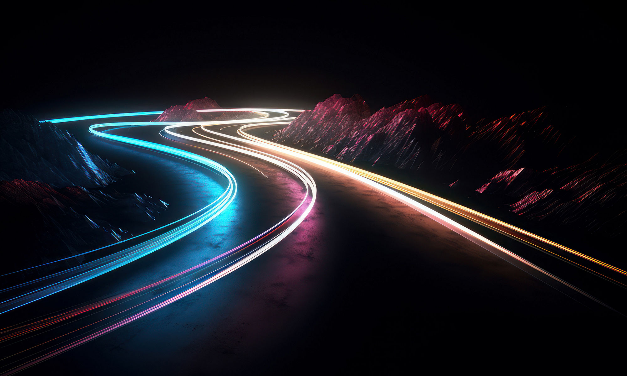 Colorful light trails with motion effect. illustration of high speed light effect on black background.