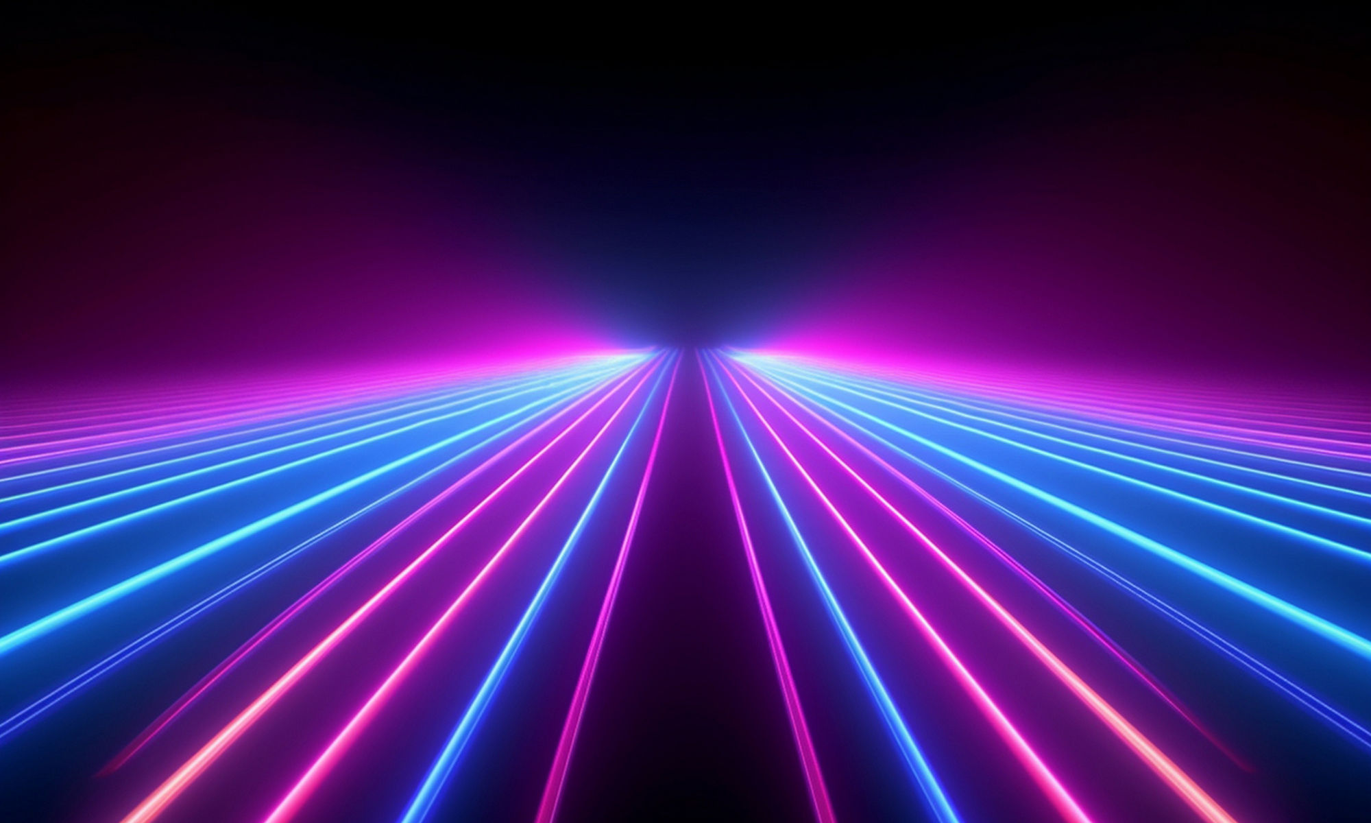 Abstract neon light background with rays and glow line