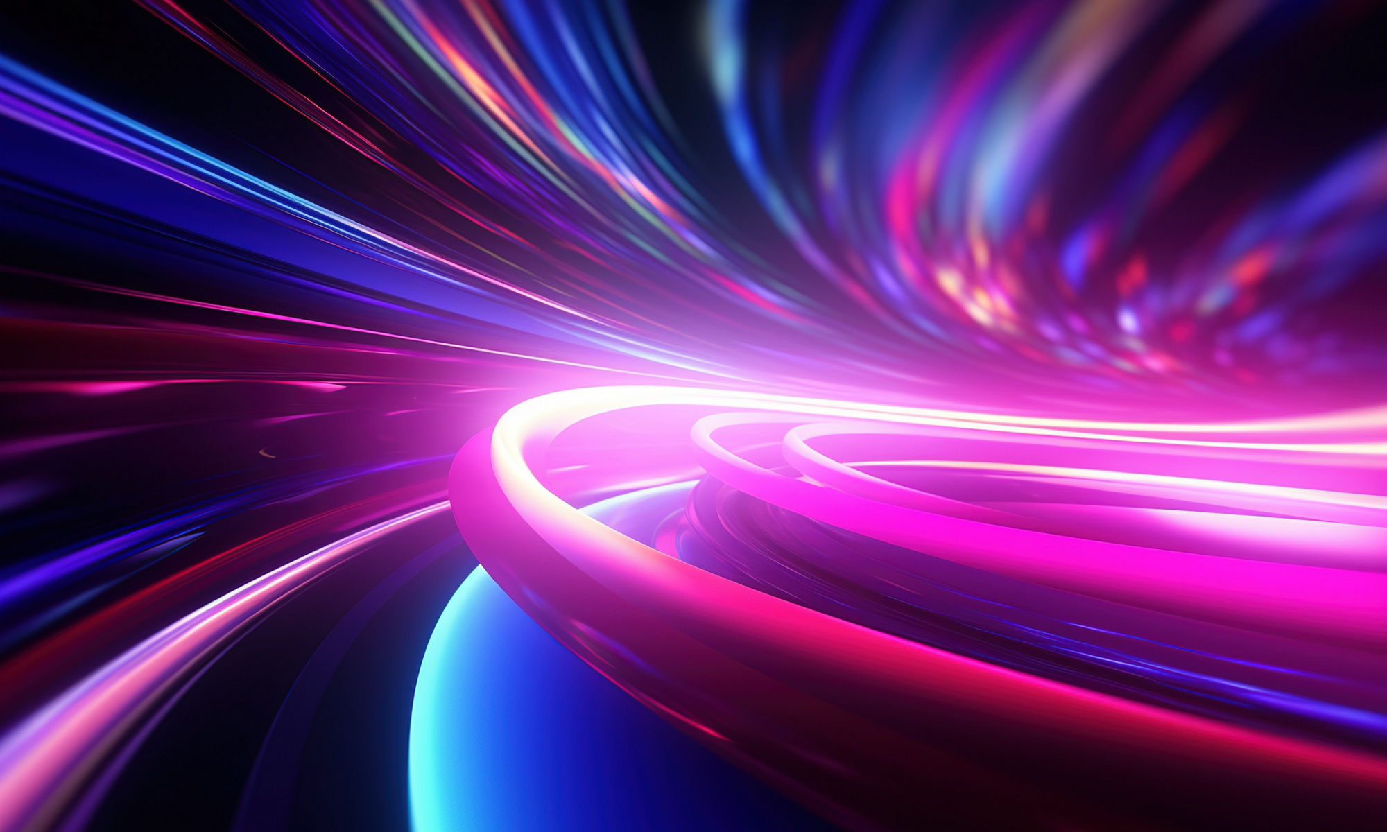 abstract futuristic background with pink blue glowing neon moving high speed wave lines and bokeh lights. Data transfer concept Fantastic wallpaper