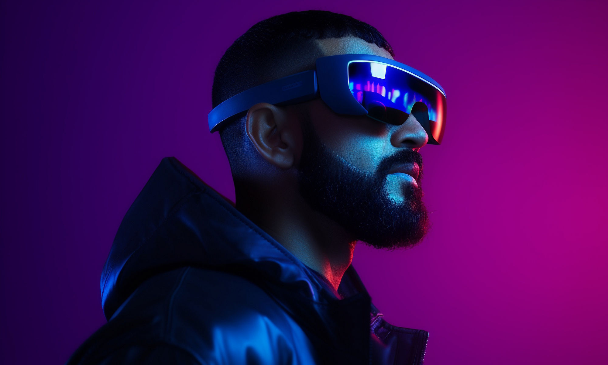 Man with beard wearing VR headset