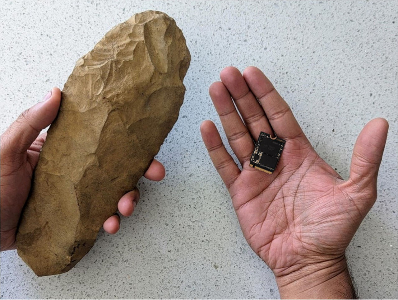 Neolithic stone tool and Micron 2500 SSD