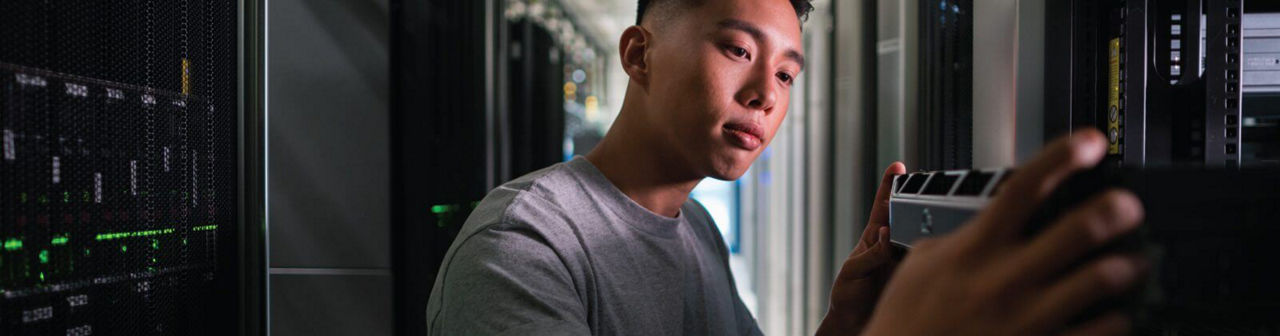   man working in a data center