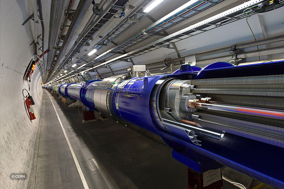 3D rendered cutaway of the LHC