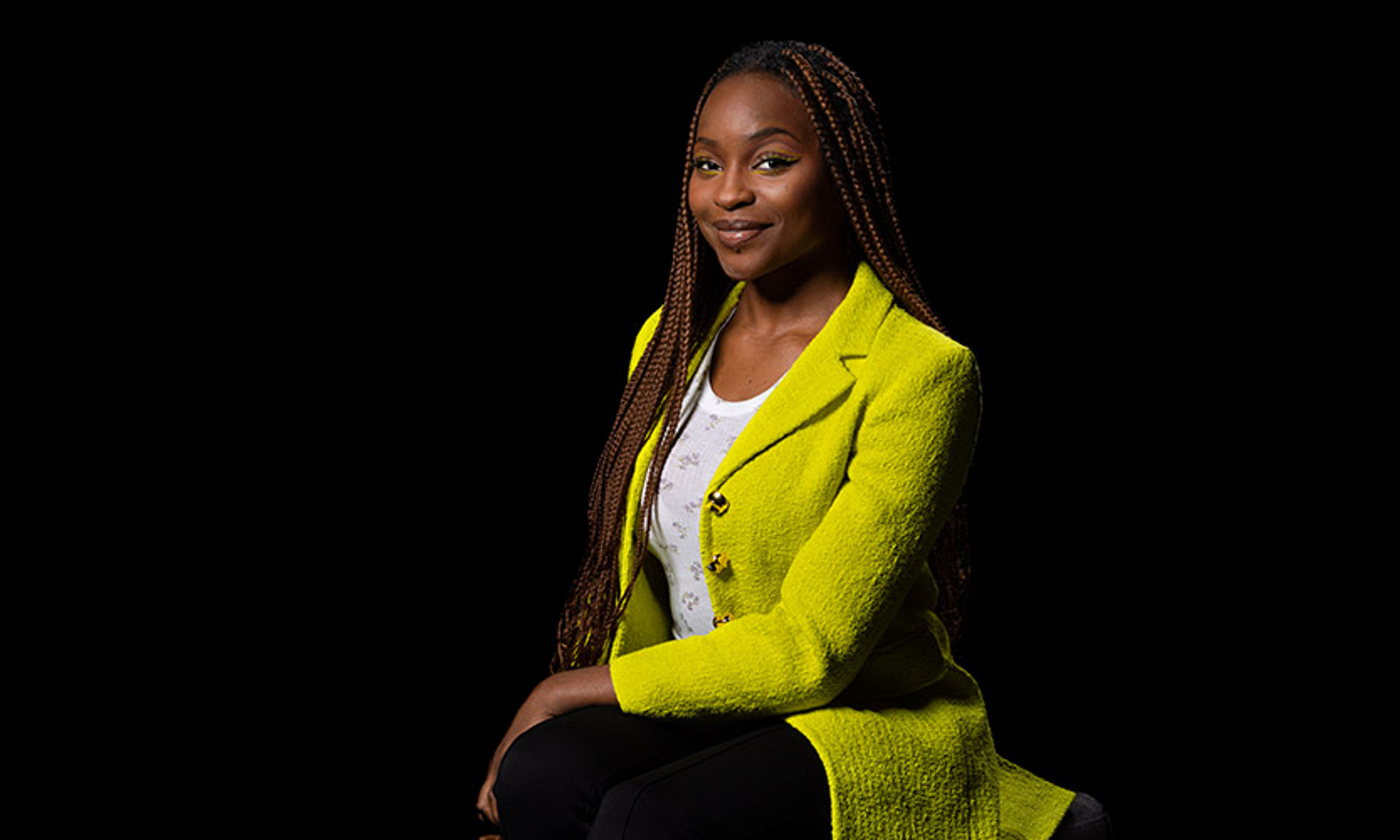 african american lady in a black background