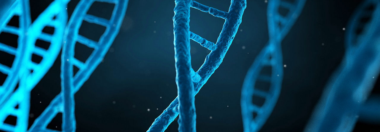 DNA strands blue colored