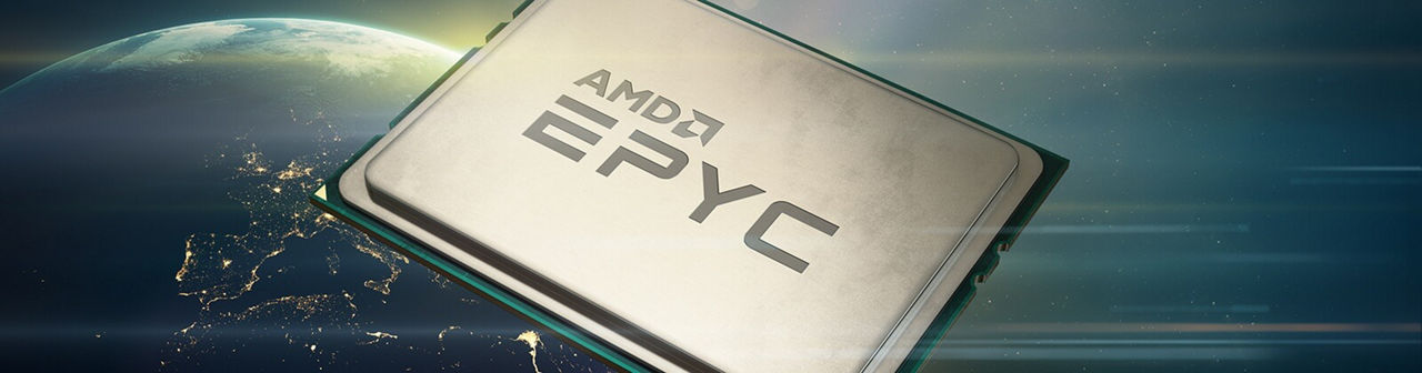 amd epyc processor in space with Earth in the background