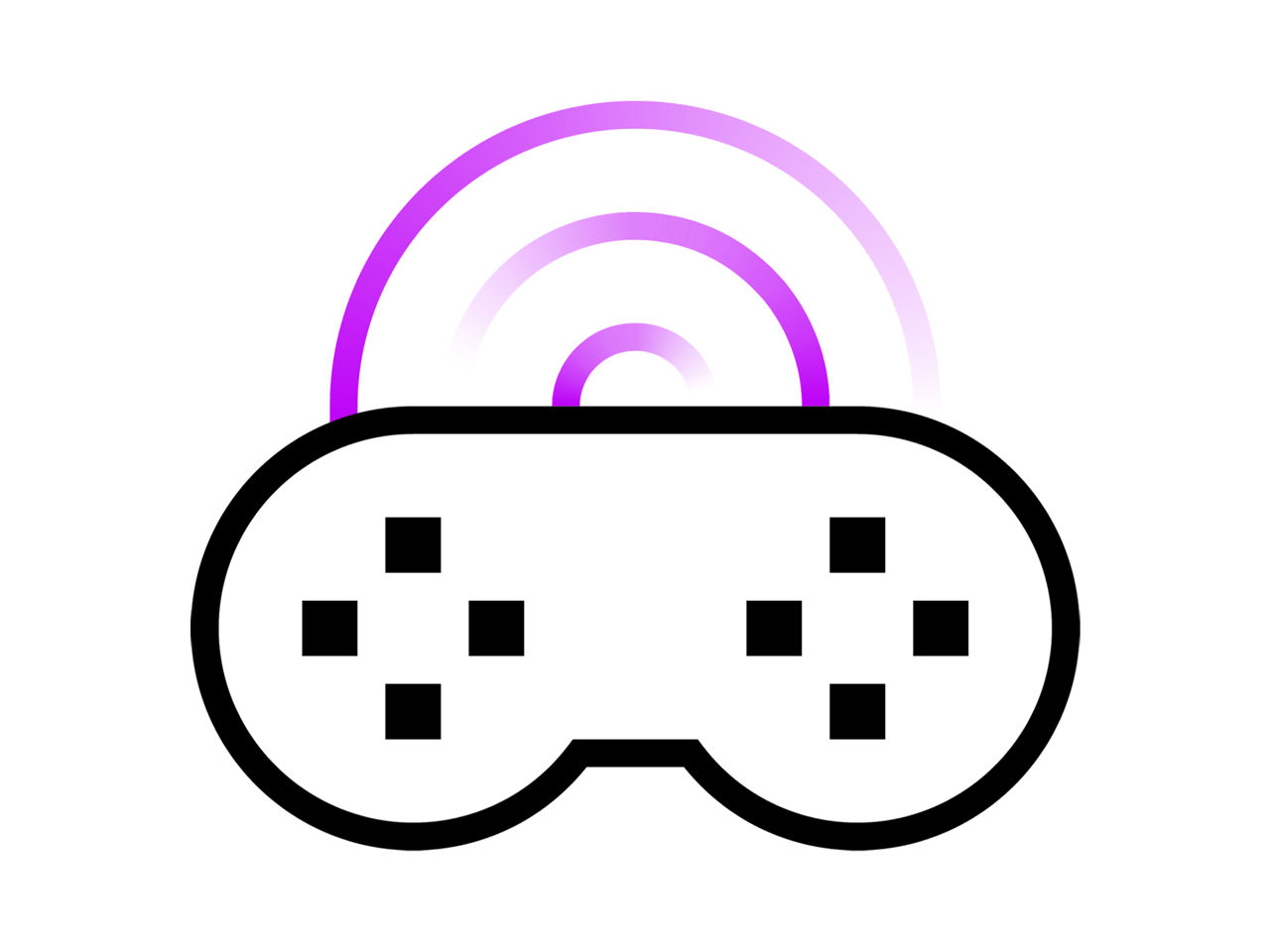 Black and purple icon of a gaming controller