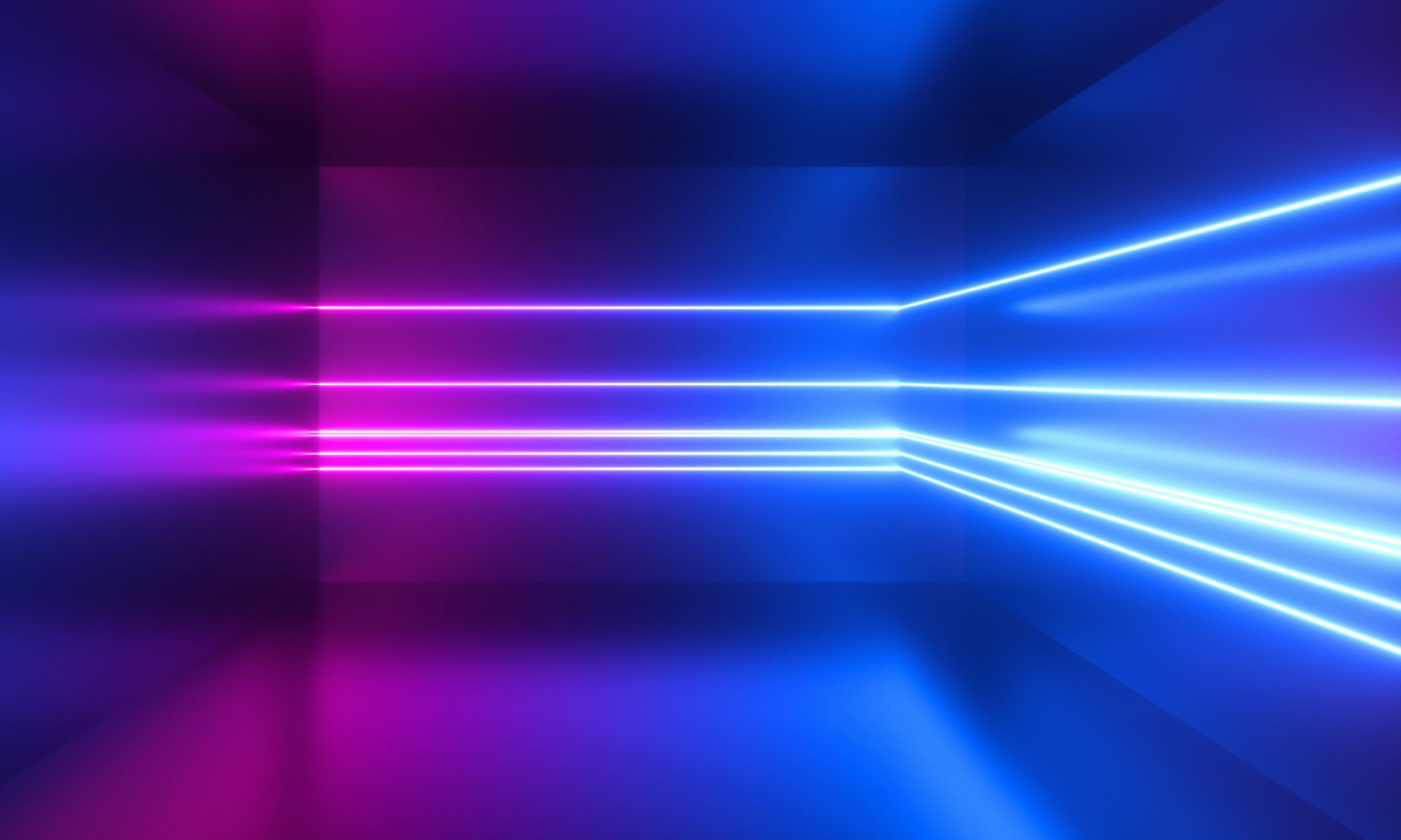 3d render, pink blue neon lines, abstract background, empty room, geometric shapes, virtual space, ultraviolet light, 80's style, retro disco club, fashion laser show
