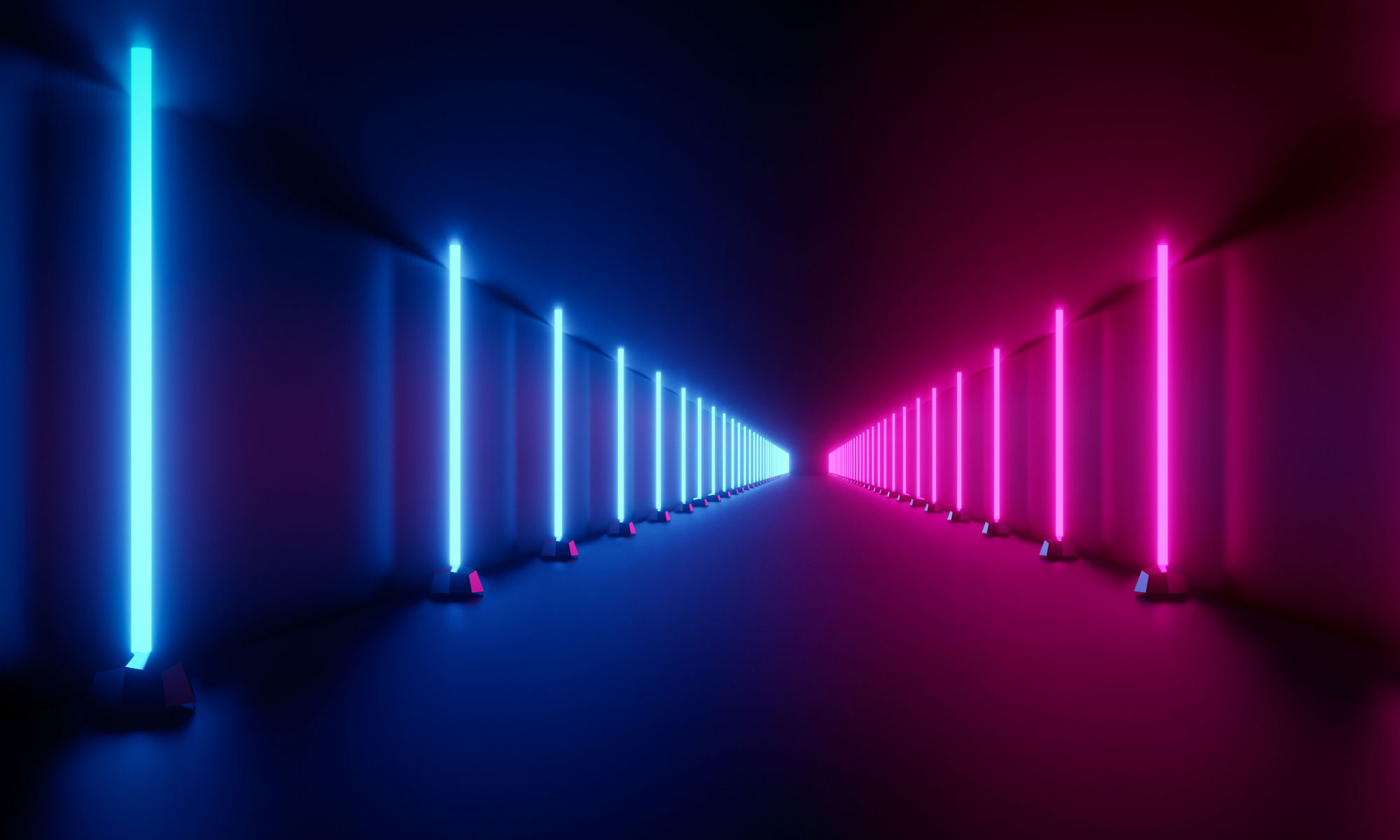 Blue and pink vertical glowing lights