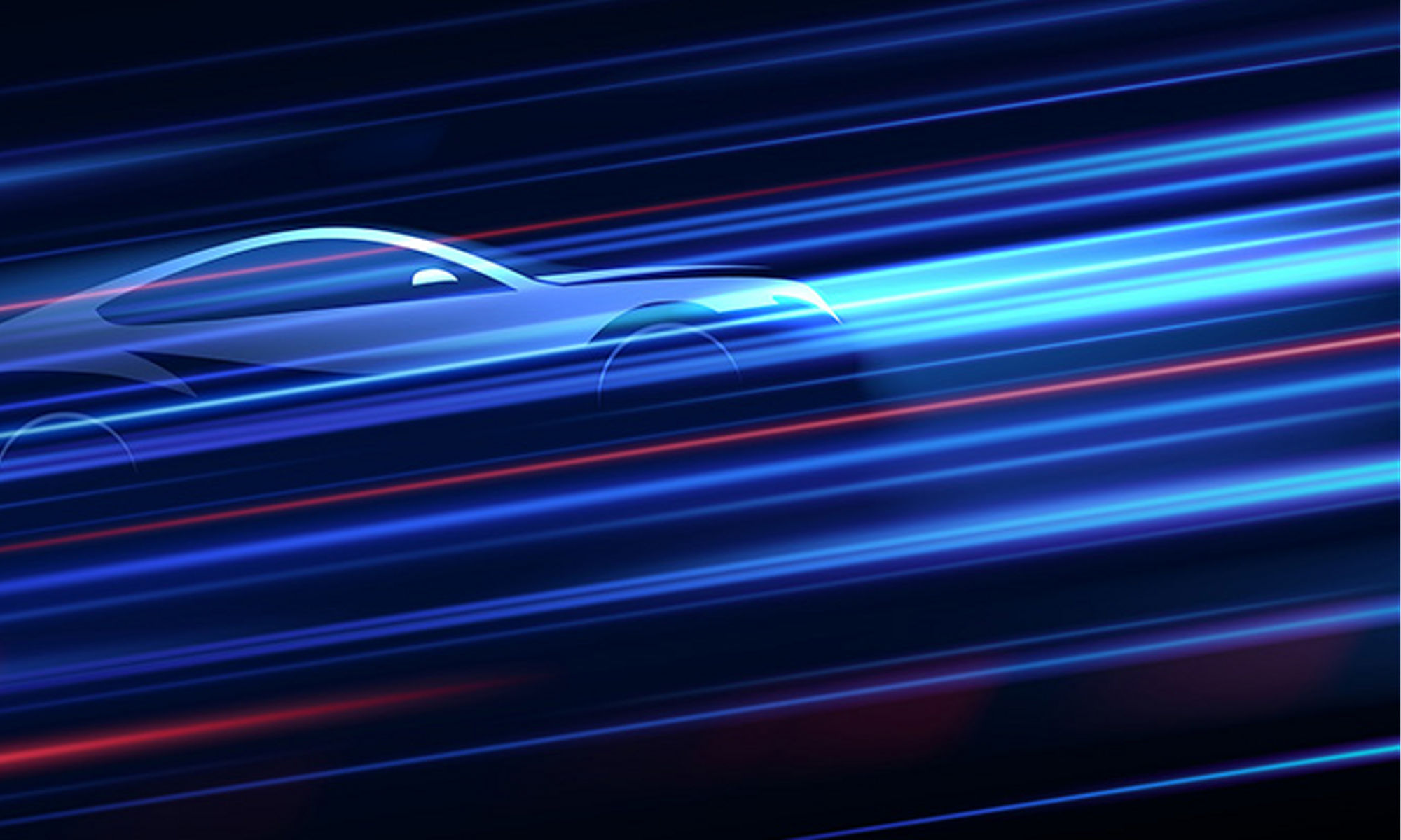 car zipping through red and blue lights