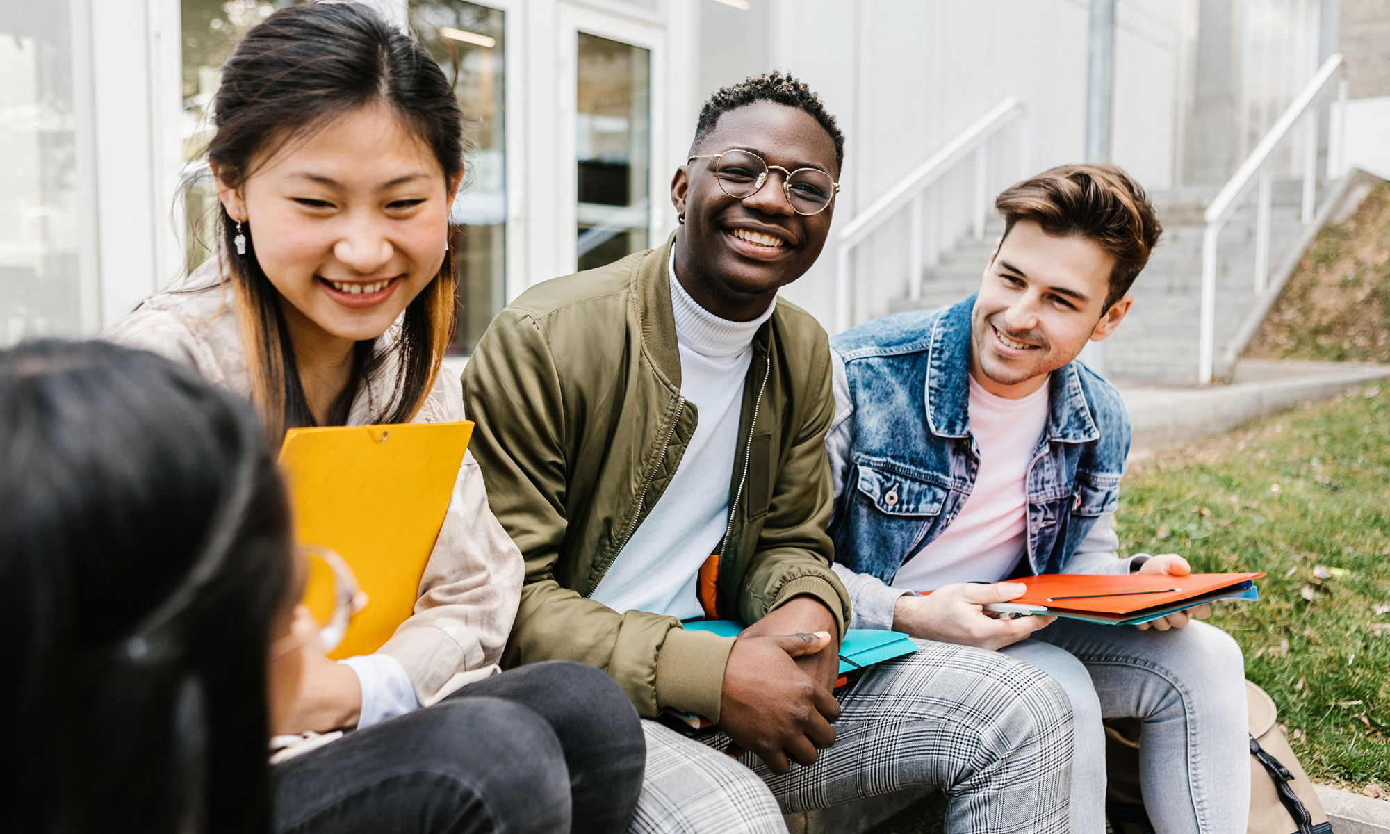 students gathered on campus