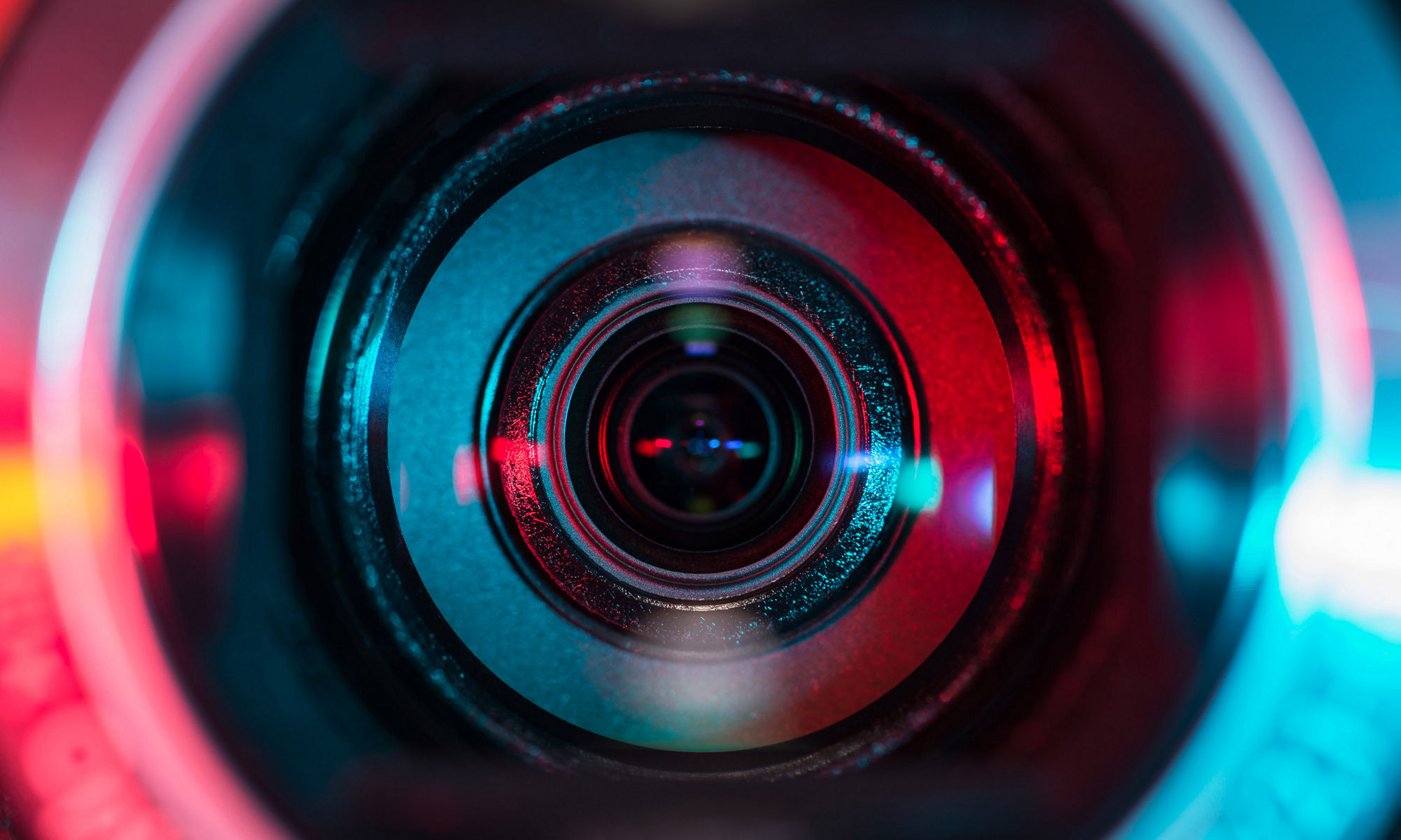 Camera lens with purple and pink backlight