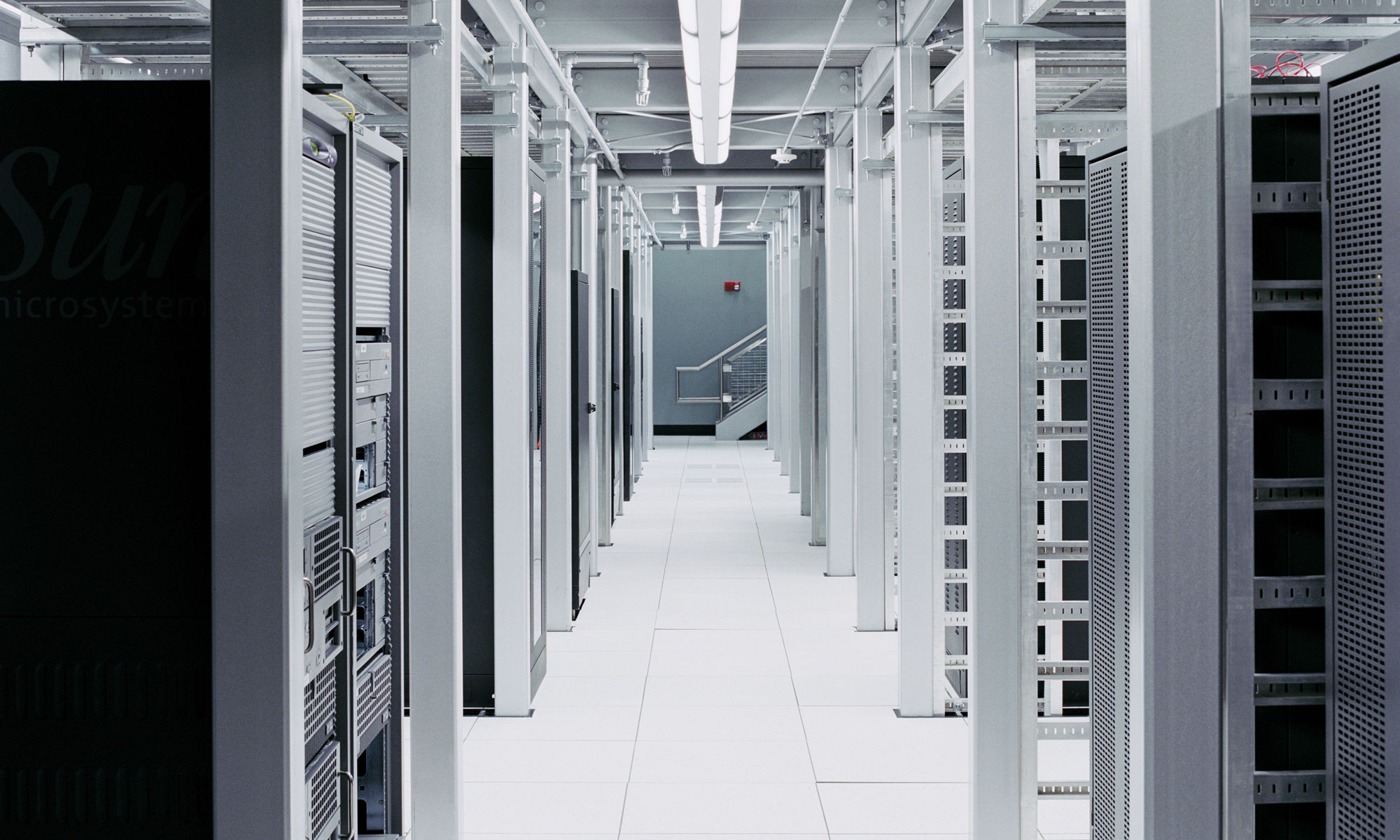 View of server row in a data center