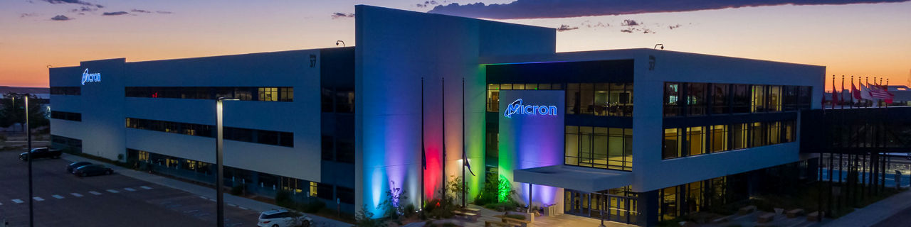 micron building in pride lights