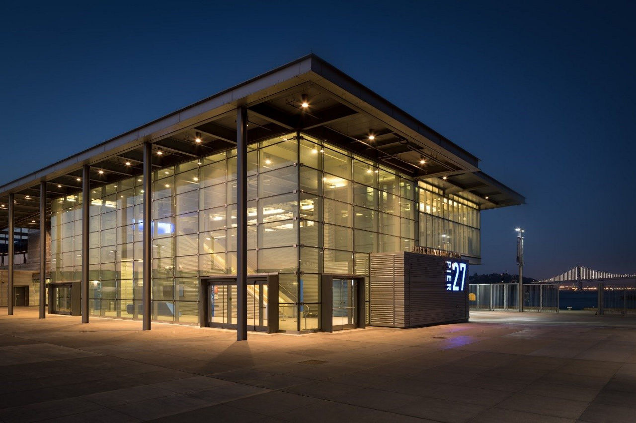 Building with lights and pier 27 written on it 