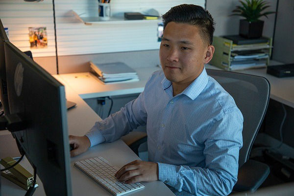 Man sitting at computer