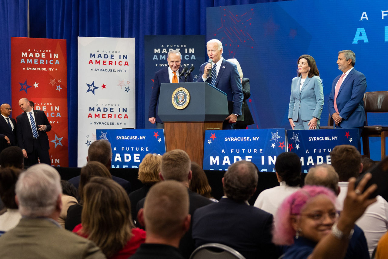 President Joe Biden addressing the audience