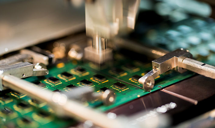 Close up of Memory Chip manufactuing machinery.
