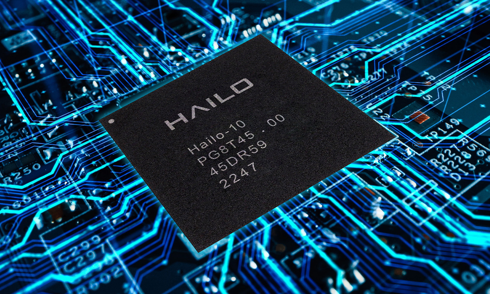 Hailo chip with blue lines