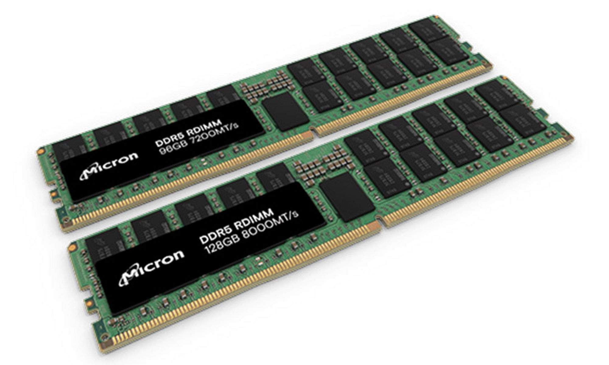 Micron DDR5 RDIMM 96GB and 128GB modules side by side