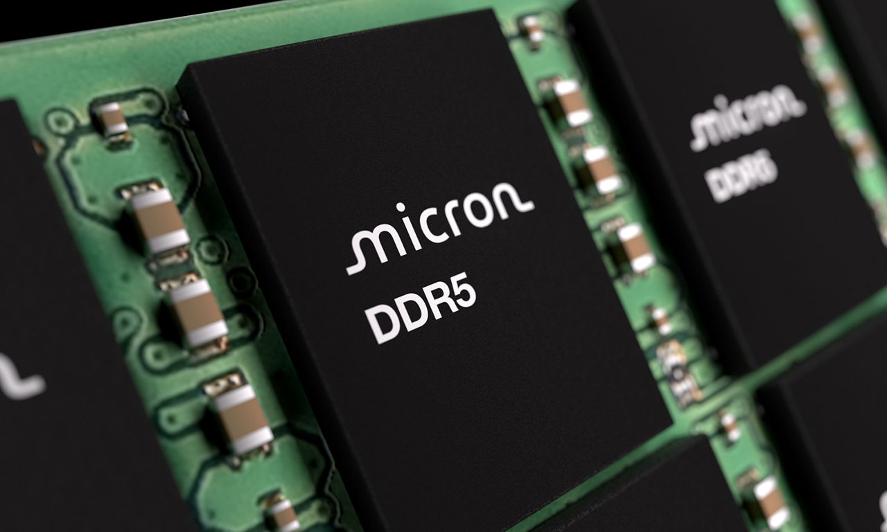 Micron DDR5 chip on a board