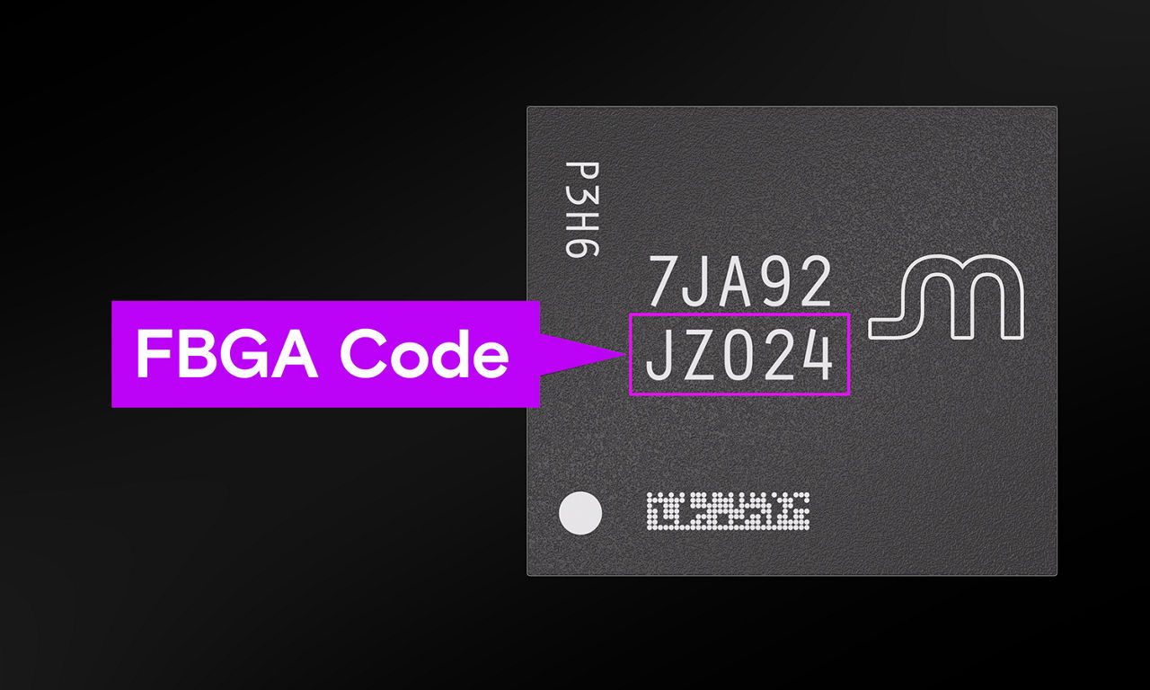 Rendering of where to locate the Micron FBGA code