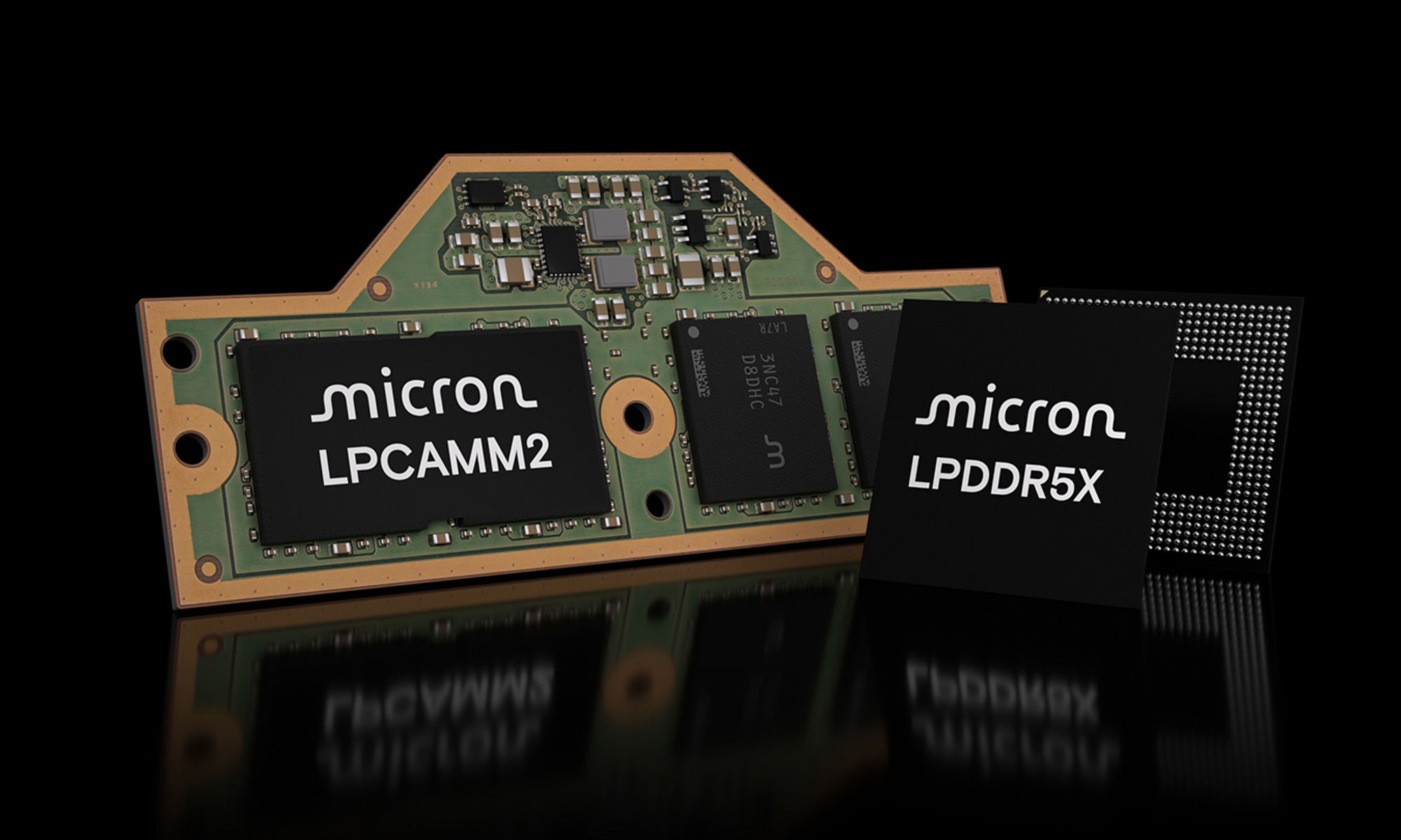 マイクロンLPDDR5XおよびLPCAMM2コンポーネント