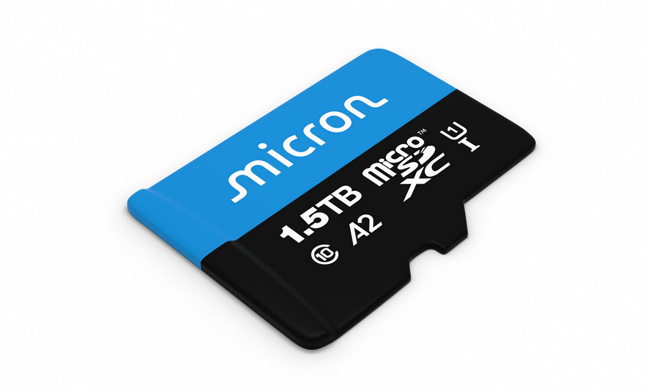 Two upright Micron microSD cards for surveillance.