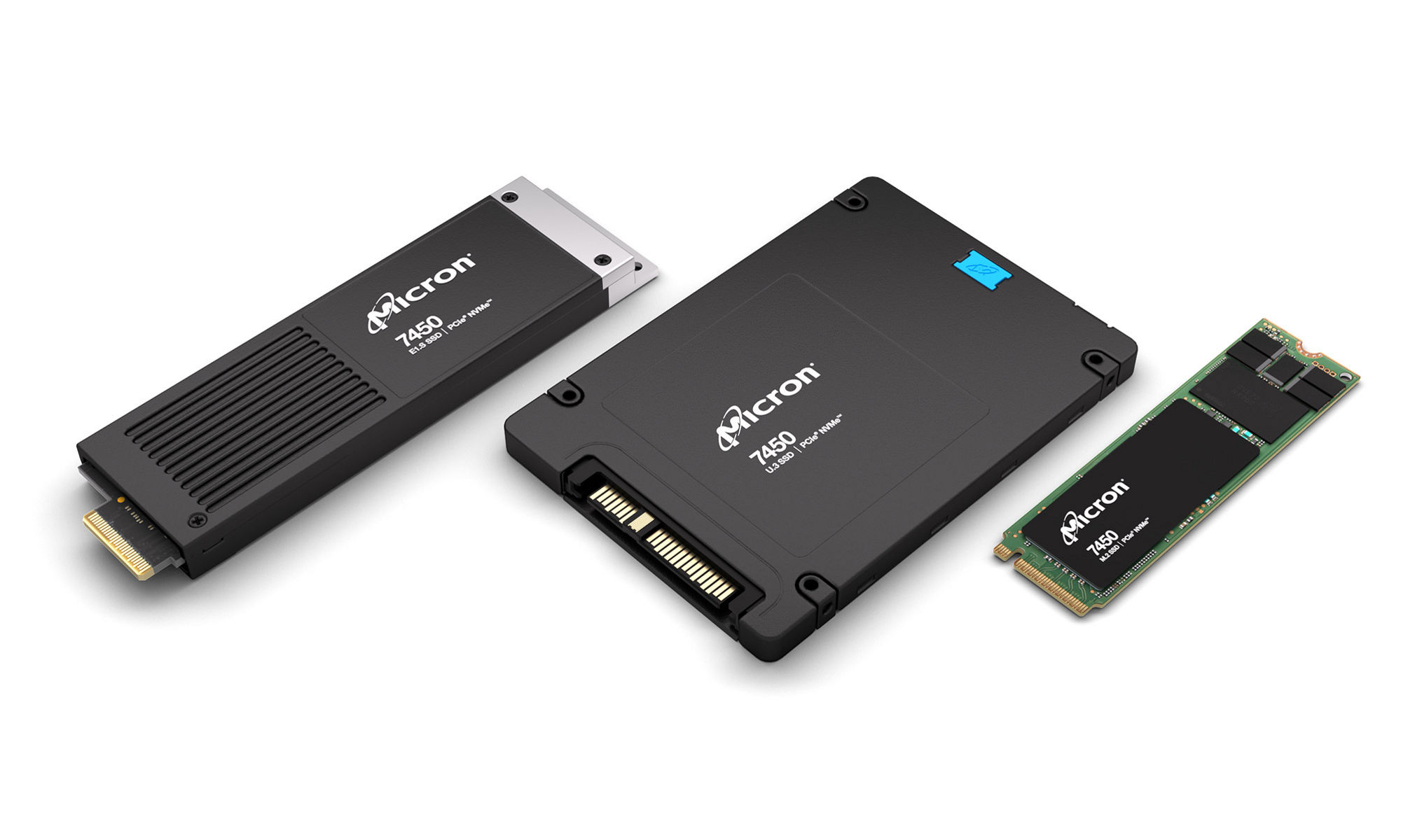 Micron 7450 NVMe SSDs in three form factors