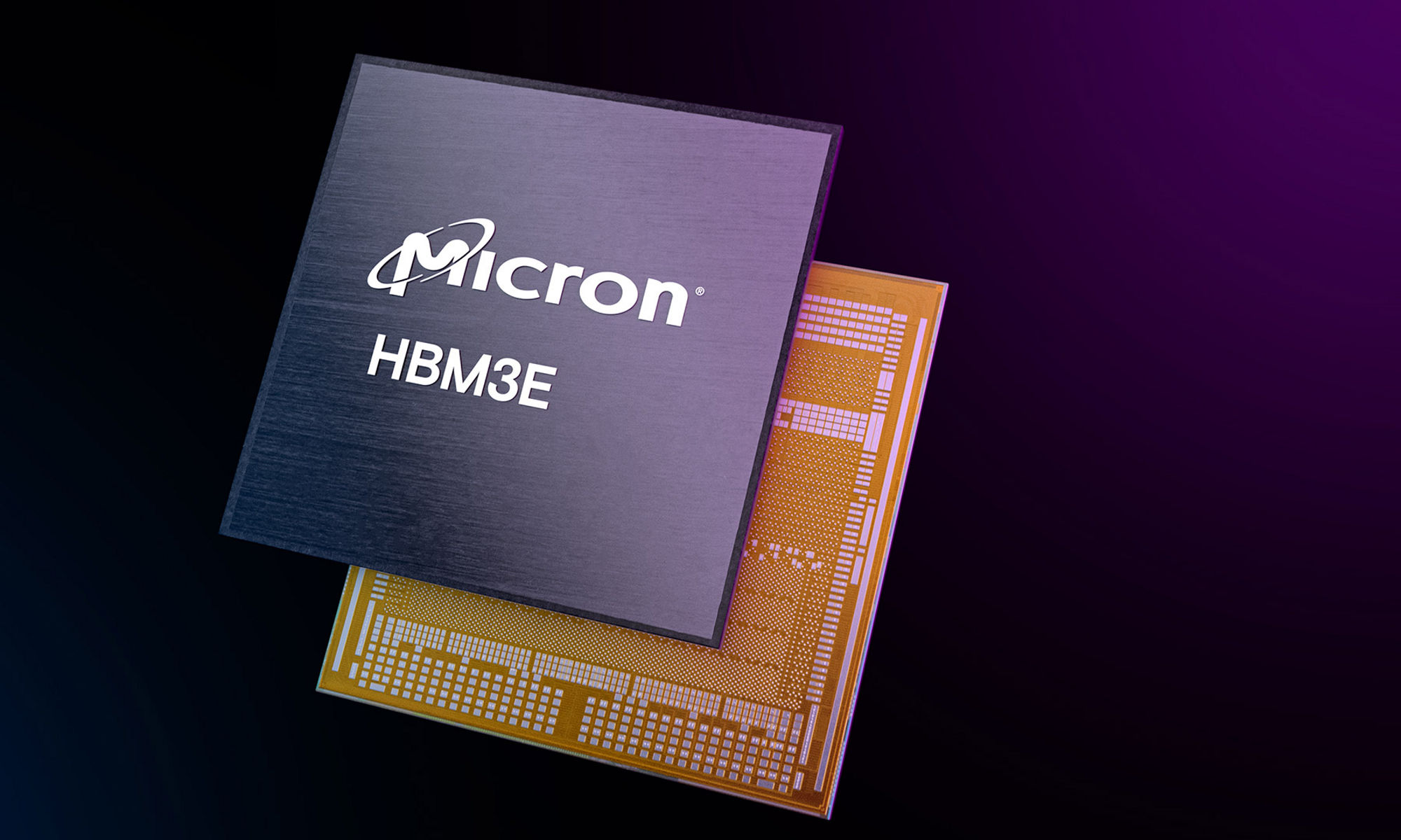 Product shot of Micron HBM3E product