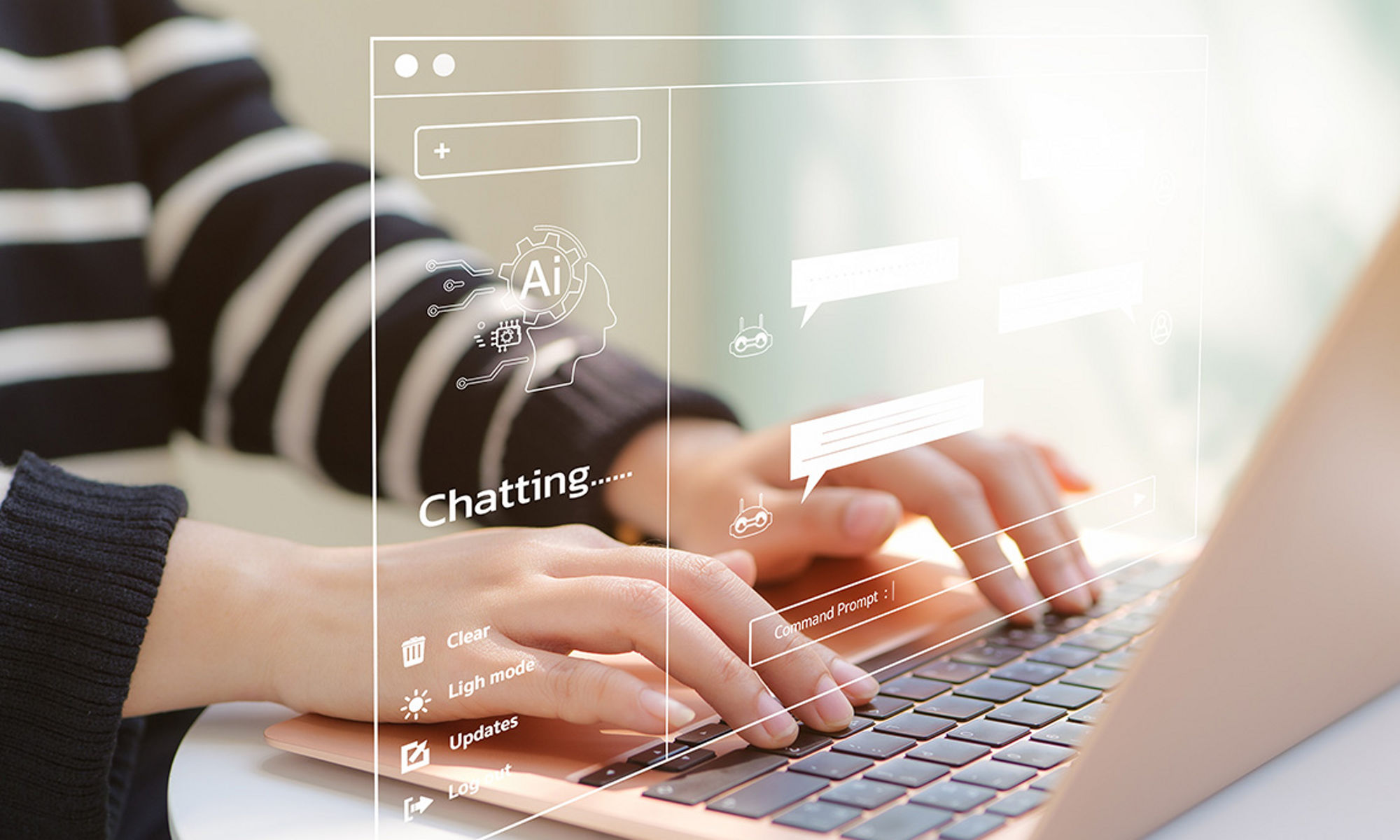 woman's hands typing on keyboard