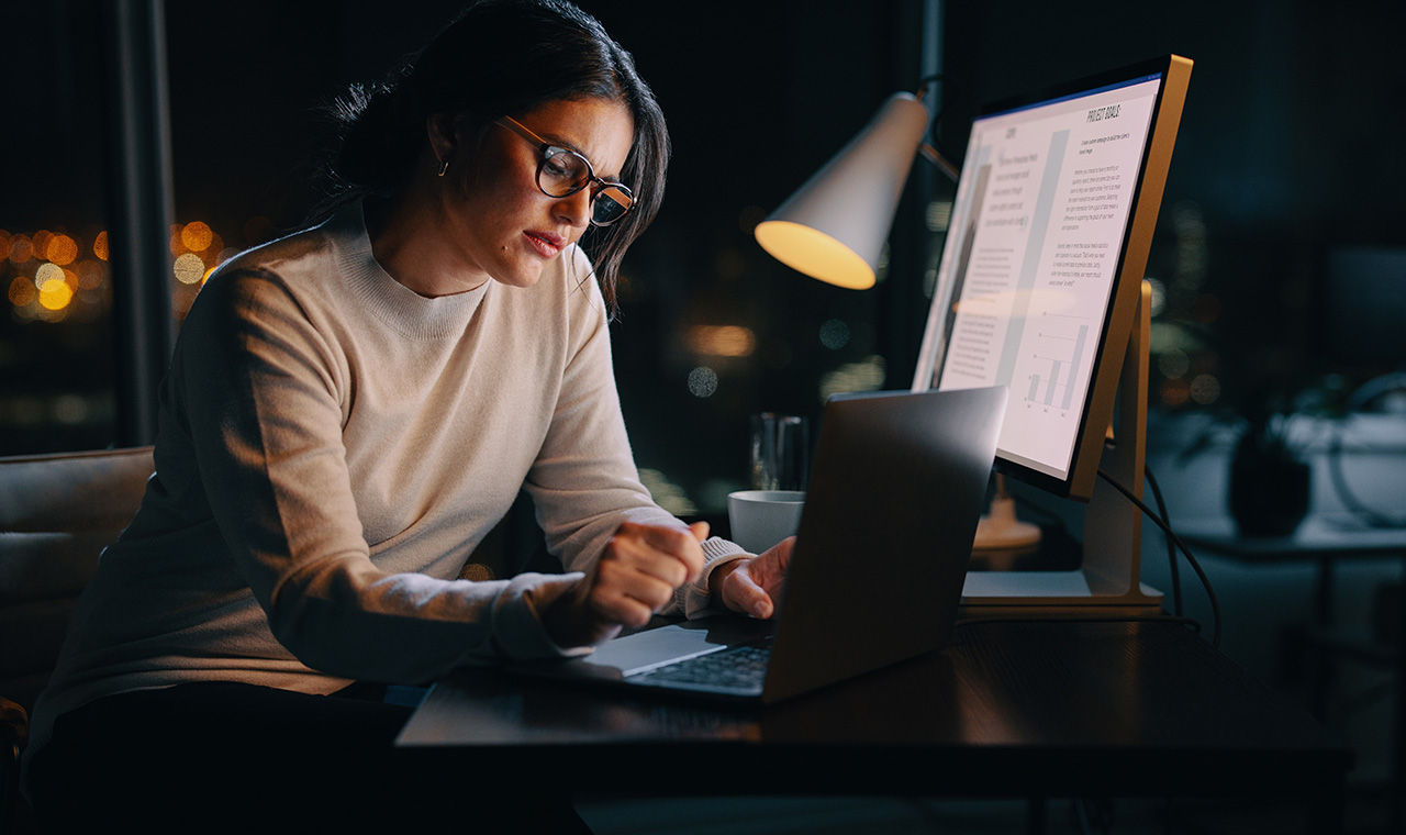 Woman working at a computer