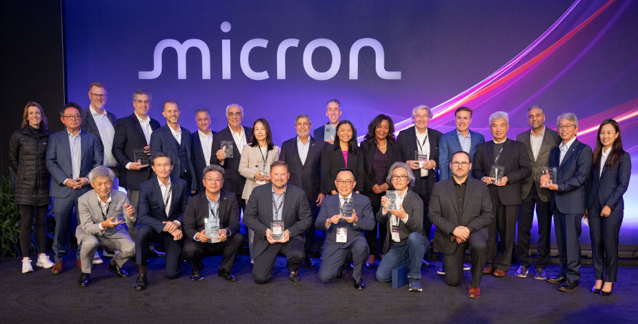 group photo of micron executives at micron supplier awards event