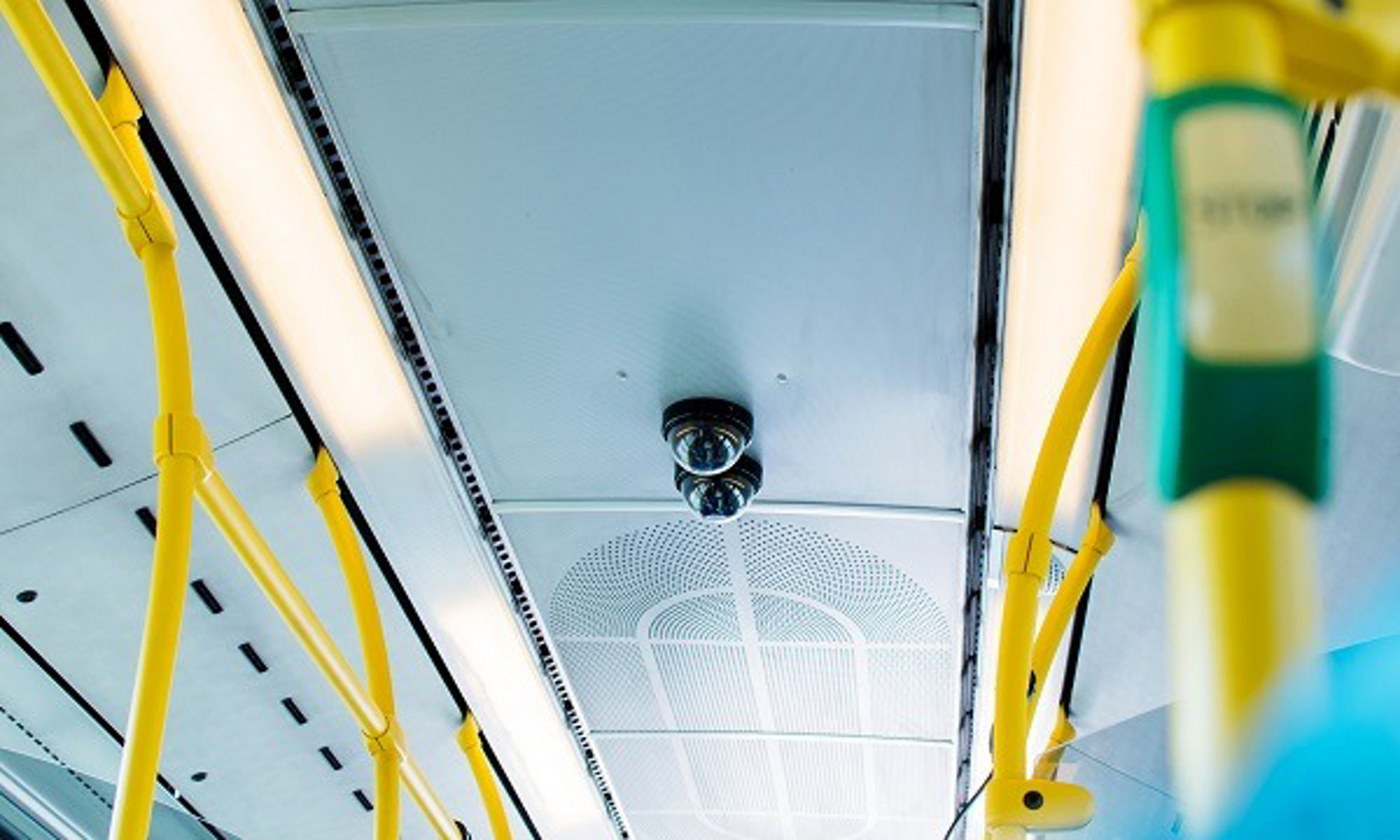 image of surveilance camera in Metro train ceiling