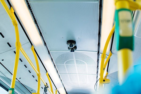 image of surveilance camera in Metro train ceiling