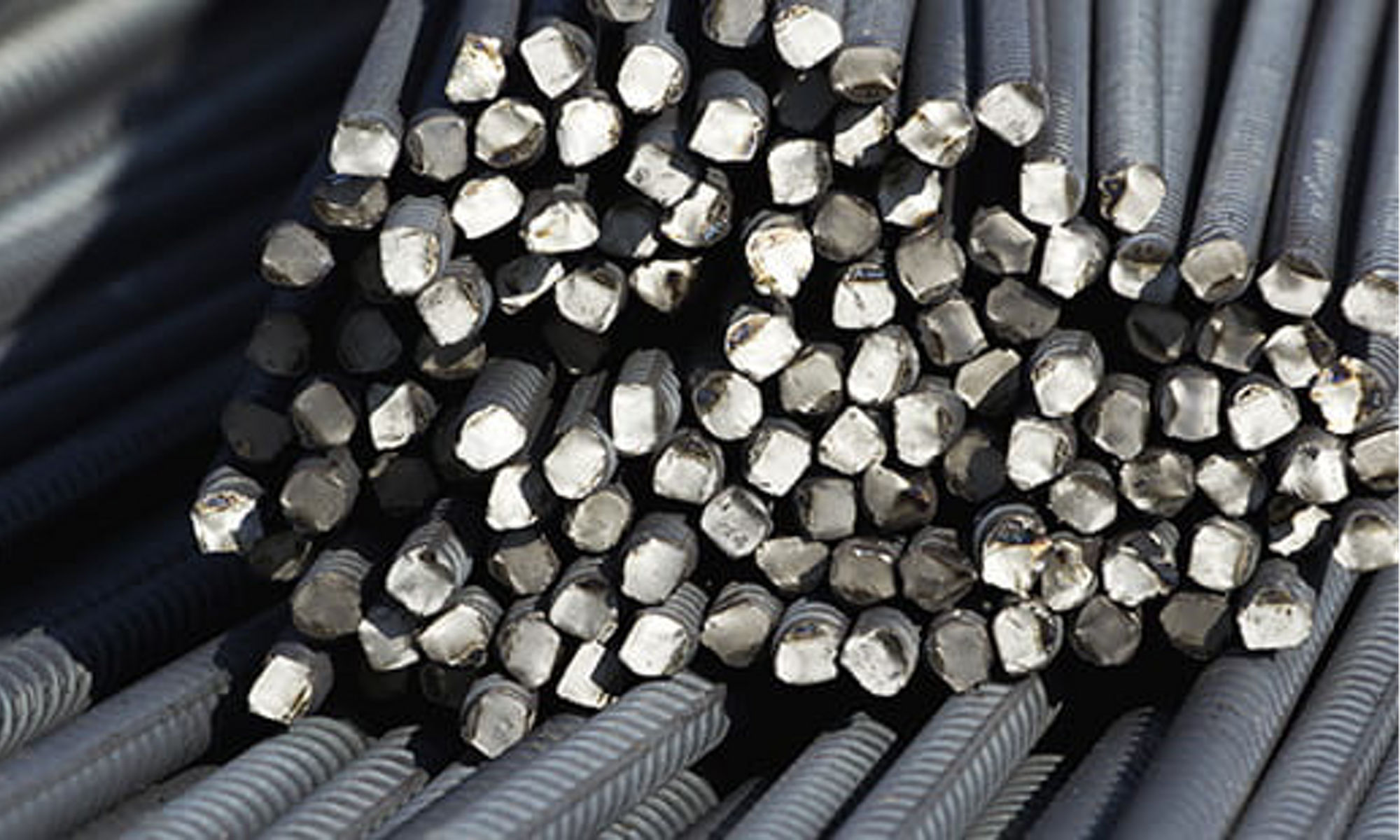 A bundle of cut rebar metal rods