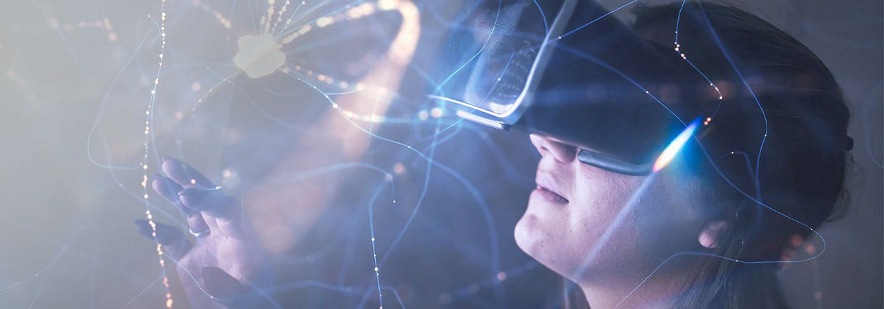 woman wearing a VR headset